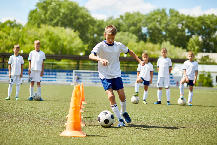 Boys practicing soccer at the football club