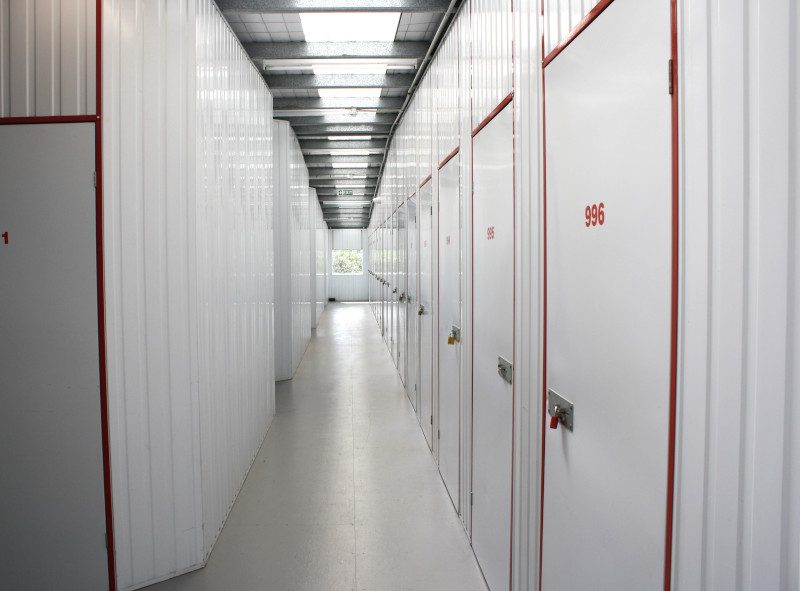 corridor with small storage units